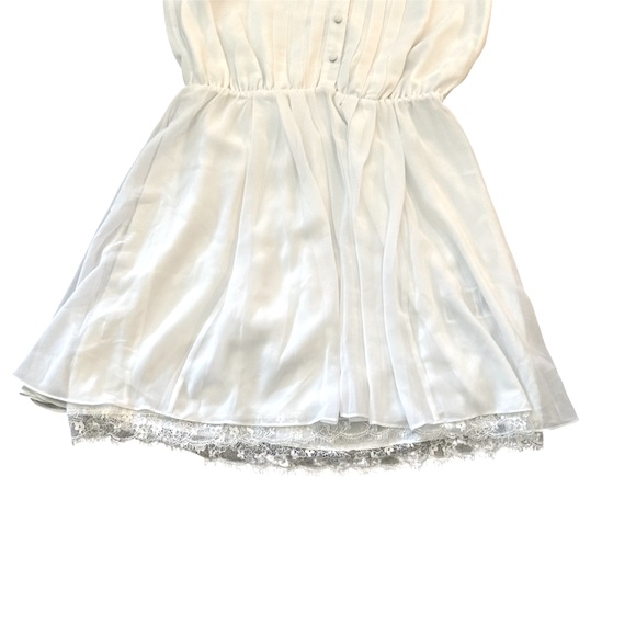 NWT! Guess Preppy Collard White Pleated Sleeveless Shirt Dress w/ Lace in Medium - Picture 6 of 14